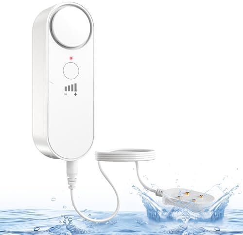 Daytech Water Leak Detector,Wireless Water Leak Sensor with 100dB IP67 Waterproof 4 Volume Levels ,Leak Alarm with 1m (78 Inch) Sensing Cable,Water Sensor for Kitchen Bathroom Basement Camping