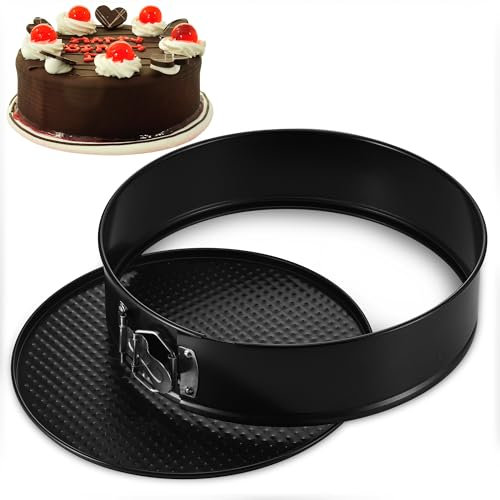 Zocipro Springform 26 cm Rund, Groß 10 Zoll Kuchenform Backform mit Antihaftbeschichtung, Kuchenbackformen mit Flachboden für Kuchen Backen, Schwarz