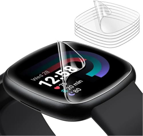 TIANXUAN Pellicola protettiva compatibile con Fitbit Versa 4 Sense 2 Smart Watch, antigraffio, flessibile, in TPU, resistente alle bolle, HD, ultra trasparente, con sensore di impronte digitali,