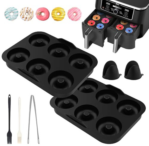 2 Stück Donuts Backform, Silikon 6 Hohlraum Donutbackform