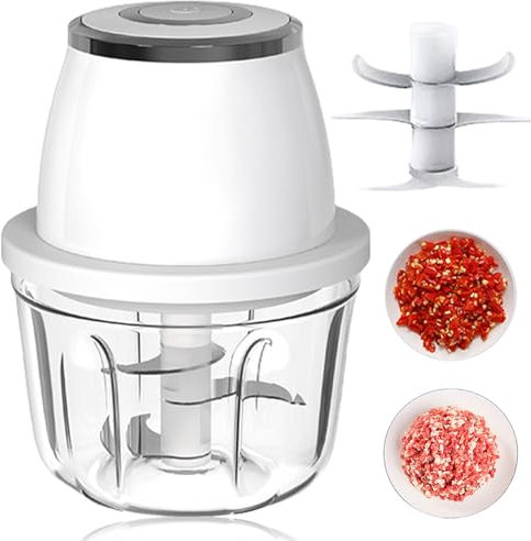 Zwiebelschneider Elektrisch, 350ml Zwiebel Zerkleinerer Elektrisch Multizerkleinerer Küche USB-Aufladbar, Universal Mixer Gemüsezerkleinerer für Fleisch Zwiebeln Knoblauch Gemüse Nüsse