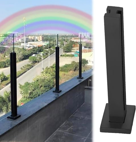 Poteau Garde Corps Verre Poteaux De Garde-corps En Verre Noir, Kit De Balustrade En Verre Pour Extérieur/balcon/terrasse/sol De Piscine, Hauteur 30, 50, 60, 90, 100, 120, 140, 150 Cm(Mid post,H 1050mm