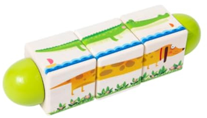 Chosertory Holzdrehspielzeug, Denksportaufgabe, Eltern Kind Interaktive Puzzle Bausteine, Früherziehung für Kinder, Geburtstagsgeschenke für Kinder, Tiergrün