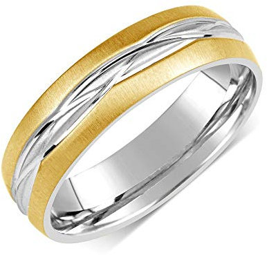 SILVEGO Ehering Damen und Herren Edelstahl vergoldet (66 (21.0))