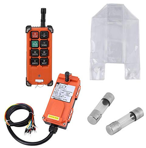 ASHATA Grúa inalámbrica Control Remoto, 8 Botones 24V DC Control Remoto Transmisor + Receptor para Elevación Industrial Canal Polipasto Controlador Eléctrico Interruptor, IP65 Resistente al Agua
