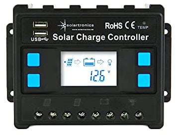 solartronics Laderegler 12V/24V blau 20A 30A 40A 50A 60A Photovoltaik Solarladeregler Solar PV (30A)