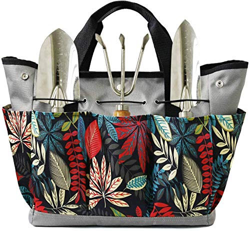 Namvo Garten-Werkzeugtasche mit Taschen, luxuriöser Heim-Organizer, verschleißfeste, Wiederverwendbare Garten-Werkzeugtasche für Damen (grau + Mehrfarbig)