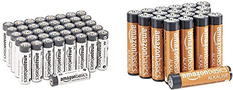 Amazon Basics Batterie industriali alcaline AA, confezione da 40 & Batterie alcaline AAA 1.5 Volt, Performance, confezione da 20 (l’aspetto potrebbe variare dall’immagine)