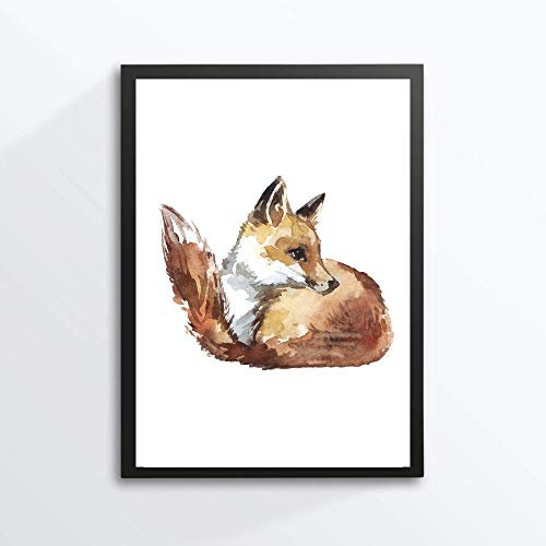 Din A4 Kunstdruck ohne Rahmen - Fuchs liegend Portrait Waldtier Aquarell Druck Poster Bild