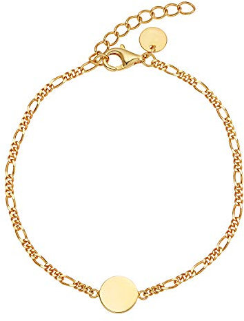 NOELANI Armband 925 Sterling Silber Damen Armschmuck, 16+3 cm, Gold, Coin, Kommt in Schmuck Geschenk Box, 2030110