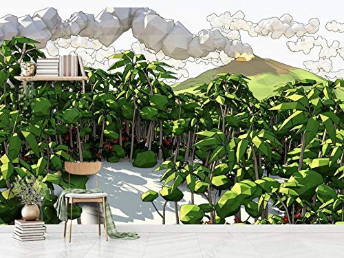 Papier Peint Bois Verts Abstraits Fresque Intissé 3D Papier Peint Panoramique Nature Peinture Murale Chambre Salon-350cmx256cm
