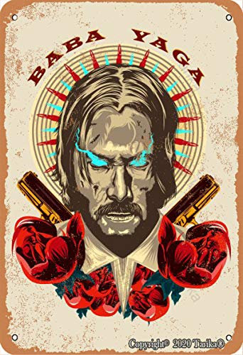 Baba Yaga John Wick Blechschild, Blechschild, 20,3 x 30,5 cm, Retro-Look, Dekoration, Schild für Zuhause, Küche, Bad, Bauernhof, Garten, Garage, lustige Wanddekoration