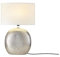 KHG | Tischlampe in Silber aus Keramik mit einen Stoffschirm in weiß | Leuchtmittelfassung: E27 | Maße: 21,0cm x 53,5cm | Design Tischleuchte mit einem Schirm in oval | Glamour Tischleuchte