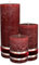 Badidi Bordeaux Deko Set - Modern Wohnzimmer Dekoration - Home Deko Stumpenkerzen Bordeaux - Tischdeko - Dekoration Esstisch - 3er Kerzenset - 3 x Kerze Weinrot - Größe 9, 12,5, 19cm Hoch, Ø 7cm