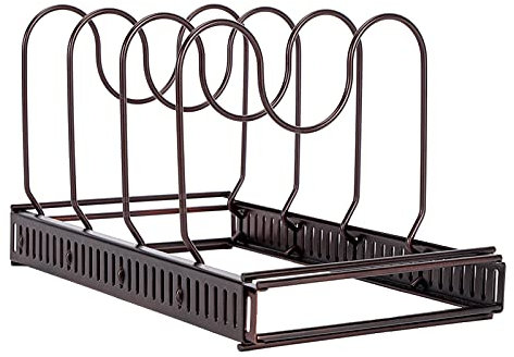 Estante de almacenamiento de cocina, estante organizador de tapa para ollas, organizador de ollas y sartenes extensible para organizar la cocina