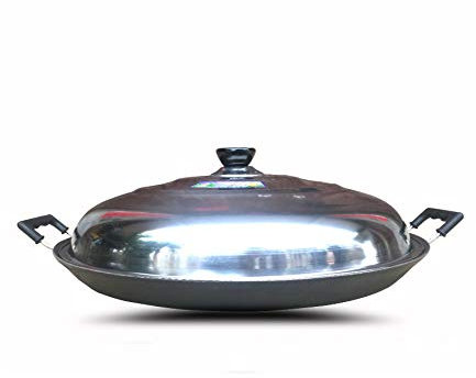 ZXFDMSWJ Gusseisen-Wok-Pfanne, groß, 60 cm, antihaftbeschichtet, Vintage-Bratpfanne, übergroße Gusseisenpfanne, Haushaltstopf, unbeschichtet, unendlicher Wok, 60 cm