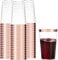 LATERN 50 Stück Plastikbecher mit Roségoldrand, 360ml Becher aus Kunststoff Wiederverwendbare Trinkbecher Elegante Party Weingläser für Champagner Bier Cocktail Martini Soda Dessert (10,5 x 7,5cm)