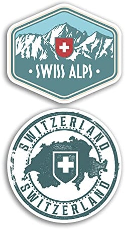 2 x 10 cm breite Schweiz Vinyl-Aufkleber – Schweizer Alpen Mountains Map Travel Gift #78524