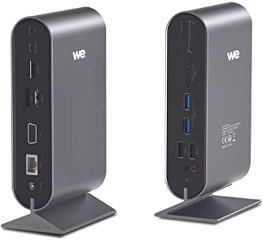 WE Station d'accueil USB-C 17 Ports avec Adaptateur Secteur 12V/3A, 2*USB-C, 2*HDMI, PD 100W, VGA, 4*USB, lec de Carte SD/Micro SD, Jack Audio, RJ45 1000Mbps.