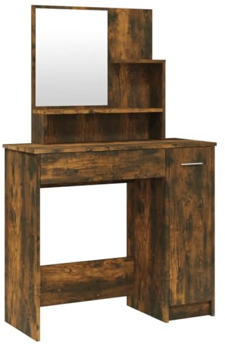 vidaXL Schminktisch mit Spiegel Stauraum Frisiertisch Kommode Frisierkommode Kosmetiktisch Schminkspiegel Schlafzimmer Räuchereiche 86,5x35x136cm
