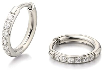 Limerencia Titan Reif-Ohrringe für Damen und Herren - G23 Medizinische Hypoallergene Gesundheitsstecker, 8-14MM für Empfindliche Ohren, Mode Damenschmuck (12mm, Weiß)