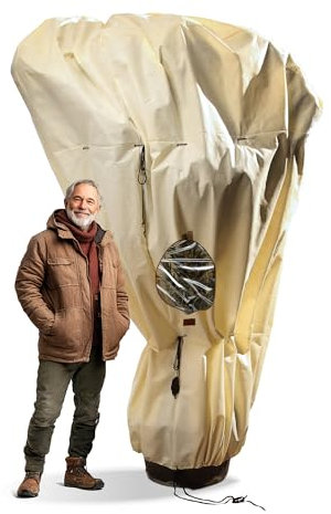 Bio Green Premium Kübelpflanzensack Window Mammut | 360 x 250cm | Frostschutz & Winterschutz | Schutzhülle Kübelpflanzen +Sichtfenster | Pflanzenschutz