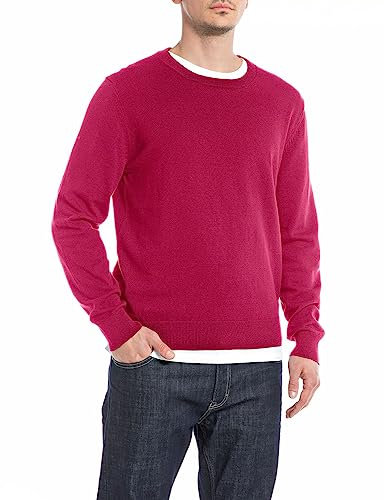 Replay Uk2512 Cotton Basic Maglione, Fucsia 698, XL Uomo