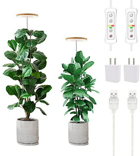 Yadoker LED Grow Light, Full Spectrum for Indoor Plants, Height Adjustable, Automatic Timer, Low Safe Voltage, Ideal for Large Plants