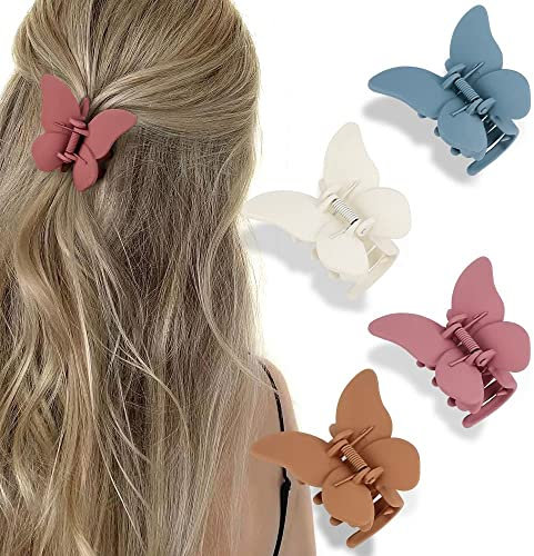 IOSPKKIO® 4 Pinzas para el Pelo de Mariposa, Pinzas de Mariposa, Pinzas para el Pelo para niñas, Pinzas para el Pelo para Mujeres, Pinzas para el Pelo, Pinzas para el Pelo Mate, Pinzas para