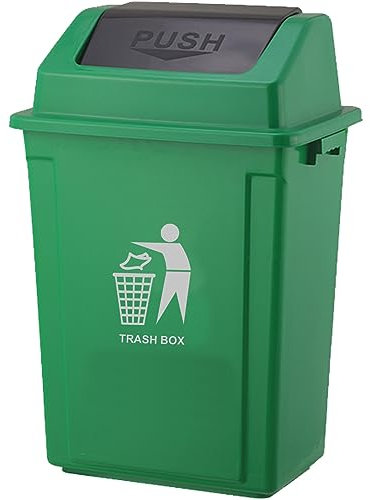 40L Swing Trash Bin Large Plastic Recycling Rubbish Waste Dustbin Home Kitchen Office Indoor Outdoor Rubbish and Waste Bin Waste Trash Black | Grey | Red| Yellow | Green | Blue (40 Litre Green)