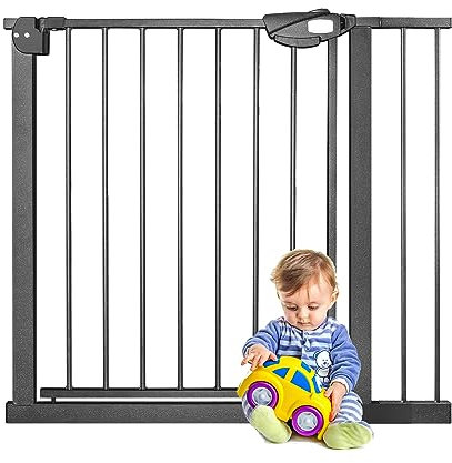 YARDIN Türschutzgitter Treppenschutzgitter ohne Bohren, 85-95cm Kindergitter Treppenschutz Kinderschutzgitter, Türgitter für Kinder und Hunde, Auto-Close, Einhändiges Öffnen, 90° Stop, Schwarz