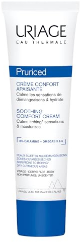 Uriage Pruriced Beruhigende Komfort-Creme mit 8% Calamin & Himbeersamenöl - mindert Juckreiz - kühlende Wirkung - Parfümfrei - 90% Inhaltsstoffe Natürlichen Ursprungs - 100ml