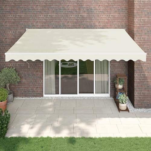 ARKEM Toldo retráctil Aluminio y Tela Color Crema 4x3 m Toldo Manual PortáTil Toldo De Puerta