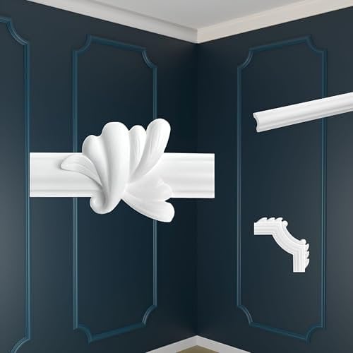 MARBET DESIGN Wandvertäfelung Styropor weiß - Segmentierte Wanddekoration EPS Stuck Dekor Kunststoff - Wandprofil Segmente Flachprofile Wandkassetten Wanddekoration (LE-18-01 160x85 mm, 4 Stück)