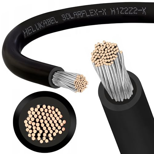 H1Z2Z2-K Solarkabel 6mm² für Photovoltaikanlagen, Solarleitung, doppelt isoliert, Kabel für Photovoltaik-Systeme, 1500V Verlängerungskabel UV-beständig, flexibel, schwarz, Made in EU 5m