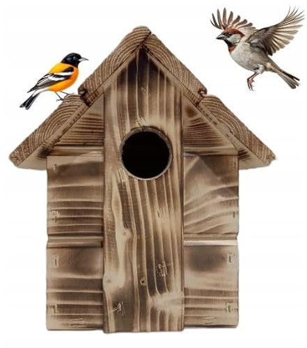 ABAZO Nistkasten für Vögel, Vogelhaus Kohlmeise, Amsel, Star, Rotkehlchen, Dompfaff, Meise, Spatz (Öffnung 3,2cm - 3,5cm für Fliegenfänger, Kleiber, Spatz – mittelgroße Vögel)