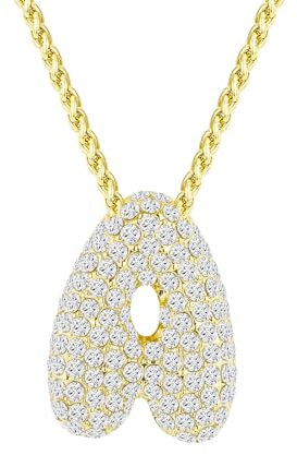 Halora Bubble Letter Necklace Gold, Kette Mit Halskette Buchstaben A Anhänger Gold Bubble Initial Necklace Damen