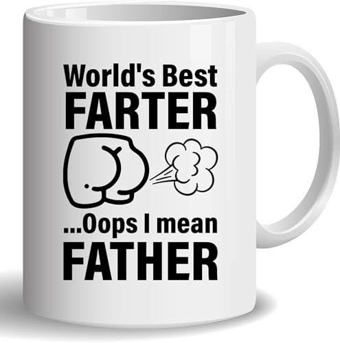 HOSALA - Tasse à café World's Best Farter Oops I Mean Father, cadeau de fête des pères pour papa, cadeaux d'anniversaire pour père, papa, grand-père, tasse en céramique brillante pour père, papa,