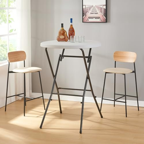 [en.casa] Klapptisch Ljusnarsberg Gartentisch klappbarer Outdoor-Tisch runde Falttisch aus Kunststoff Bistrotisch Bartisch Ø80x110cm Weiß