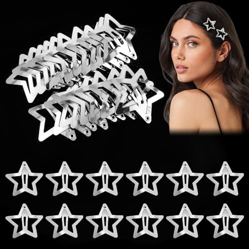 GEEHUA 40 Stück Stern-Haarspangen, silberfarben, Metall-Haarspangen, rutschfest, niedliches Haar-Accessoire für Mädchen, Frauen, Kinder, Styling, Festival, Geburtstagsgeschenke