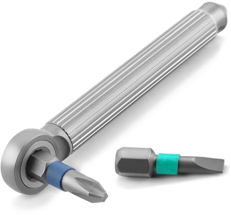 Autuveen Titan-Mini-Taschenschraubendreher, EDC-Multitool-Sets mit Ratschenschlüssel, Fensterbrecher, 2 Mini-1/4-Zoll-Sechskantschaft-Bits PH2 und SL4.