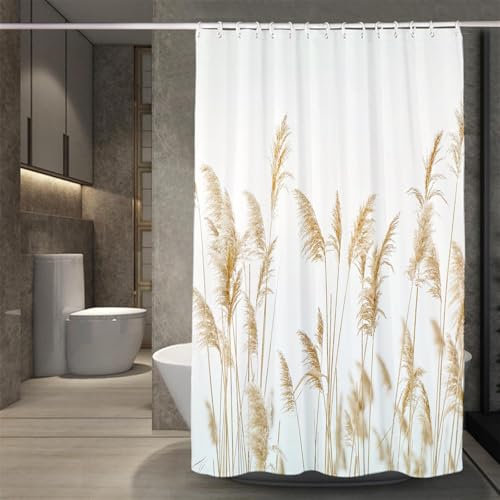 FAIRYGATE Anti Schimmel Vorhang Badewannenvorhang Duschvorhang Floral Stoffliches Gewebe Shower Curtain Badezimmerdekorationsset mit Haken 180 x 180 cm mit 12 Duschvorhangringen B9821