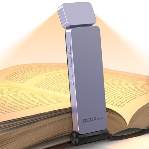 maxtachi Leselampe Buch Klemme, Leselampe Bett mit 3 Farben & Stufenlosem Dimmen, 500mAh USB Wiederaufladbare Buchlampe für Nachtlesen, Mini LED Leselicht für Buchliebhaber, Kinder