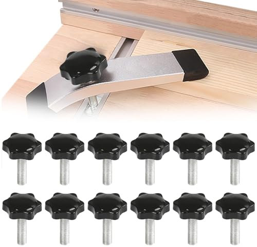 Bouton de Serrage M8, 12 Pack Vis Papillon, Vis Plastique de Pouce à Tête Étoilée, Moletée Bouton pour Mécanique et L'industrie