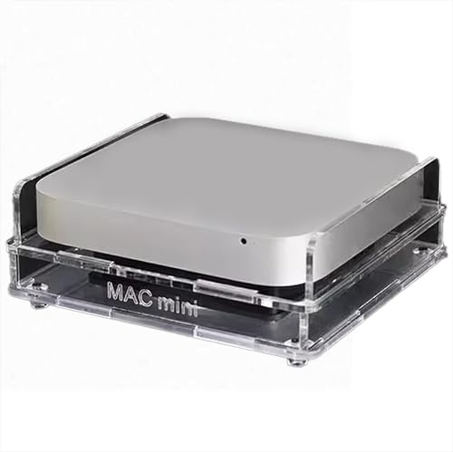Mac mini Mount,Mini Cooling Fan Design,Super Strong Wind Modification Chassis,Equipped with a 5.5 Inches Silent Fan for Heat Sink,USB Power Supply(Transparent)