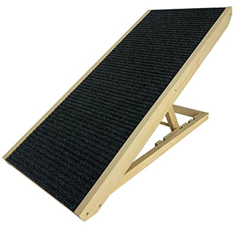 VANCHEMO Rampa per cani in legno, 100 x 40 x 60 cm, antiscivolo, per letto e divano, regolabile 30 – 60 cm, nero, portata fino a 5 kg, ideale per gatti e cani di piccola taglia