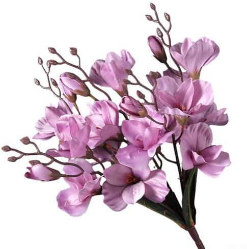 Atemberaubendes künstliches Gladiolen- und Magnolien-Arrangement, 5 Zinken, 20 Köpfe, fügt Eleganz hinzu (lila)