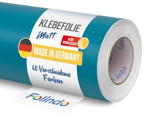FOLINDO Möbelfolie selbstklebend matt - langlebige Möbel Klebefolie 066 Türkisblau 5 m x 126 cm - Klebefolie Küche - selbstklebende Folie Möbel - moderne Schrankfolie versch. Größen