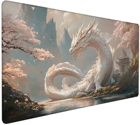 Gaming Tapis de Souris XXL 800 x 400 x 3 mm Grand Tapis de Souris Rose Mouse Pad Dragon Tapis Souris Résistant à l'eau Surface Lisse et Base en Caoutchouc Anti-dérapant, Decoration Chambre Gifts Z-160