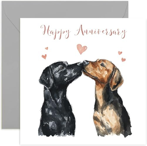 Glückwunschkarten für Paare – besondere Paare Hochzeitstag Grußkarten – Liebesgeschenk – Romantische Hunde-Themen-Jubiläumskarte für Ehefrau, Ehemann, Freund, Freundin, Partner
